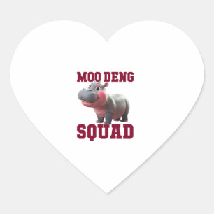 Cute MOO DENG SQUAD Baby Hippo Team Cheer Girls Te Heart Sticker