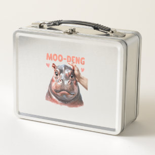 Cute Moo Deng T-Shirt Metal Lunch Box