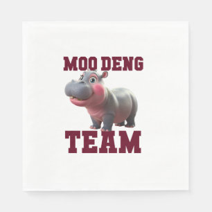 Cute MOO DENG TEAM Baby Hippo Squad Girls Besties Napkin