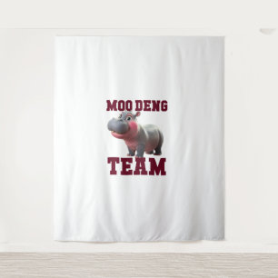 Cute MOO DENG TEAM Baby Hippo Squad Girls Besties Tapestry