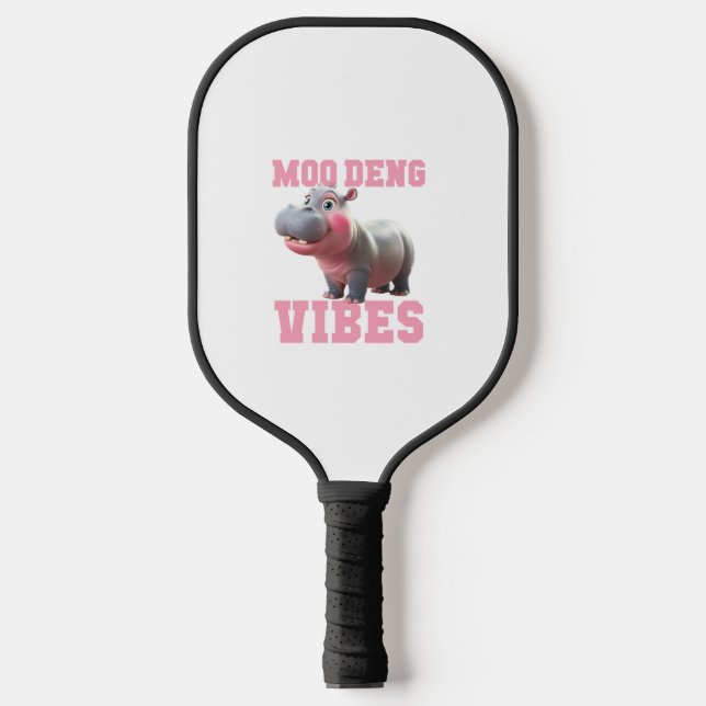 Cute MOO DENG VIBES Only Baby Hippo Kindergarten C Pickleball Paddle (Front)