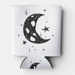 Cute Moon and stars sketch Can Cooler