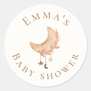 Cute Moon Baby Shower Classic Round Sticker
