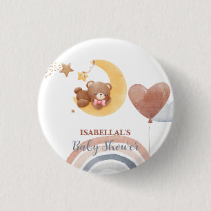 Cute moon Bear African american kids baby shower 3 Cm Round Badge