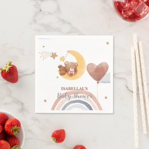 Cute moon Bear African american kids baby shower Napkin