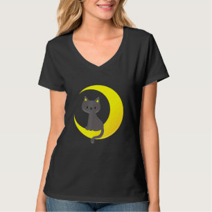 Cute Moon Cat Moonlight Crescent Adorable Kitty Ni T-Shirt