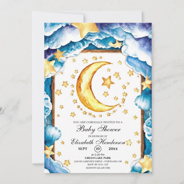 Cute Moon Celestial Baby Shower Invitation (Front)