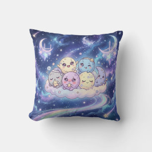 Cute Moon Friends Galaxy Pillow