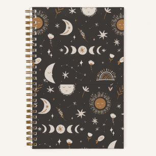 Cute Moon Journal   Black & Gold