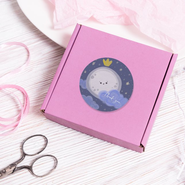 Cute Moon Kawaii Celestial Personalised Classic Round Sticker (Creator Uploaded)