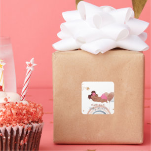 Cute moon star African american kids baby shower Square Sticker