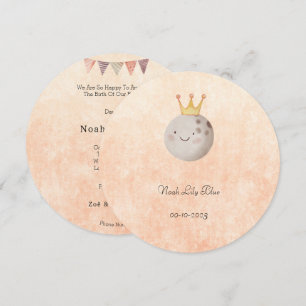 Cute Moon With Crown Baby Girl Card