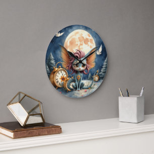 Cute Moonlit Fantasy Creature Large Clock