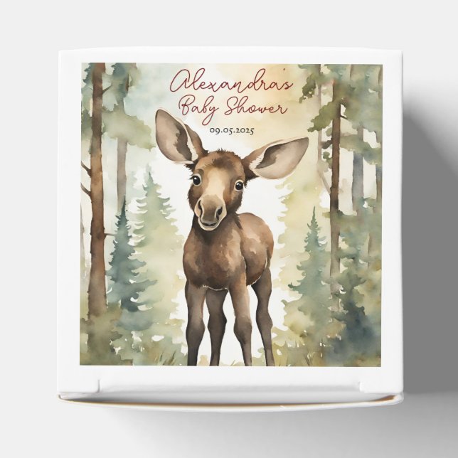 Cute Moose Baby Gender Neutral Baby Shower Favour Box (Top)