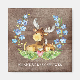 Cute Moose Baby Shower Favour Magnet