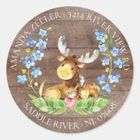 Cute Moose Baby Shower Return Address Label