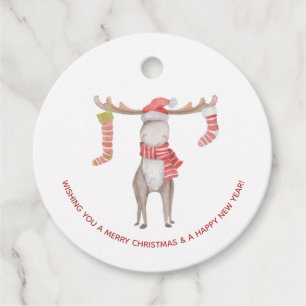 Cute Moose Holiday Christmas Gift Favour Tags