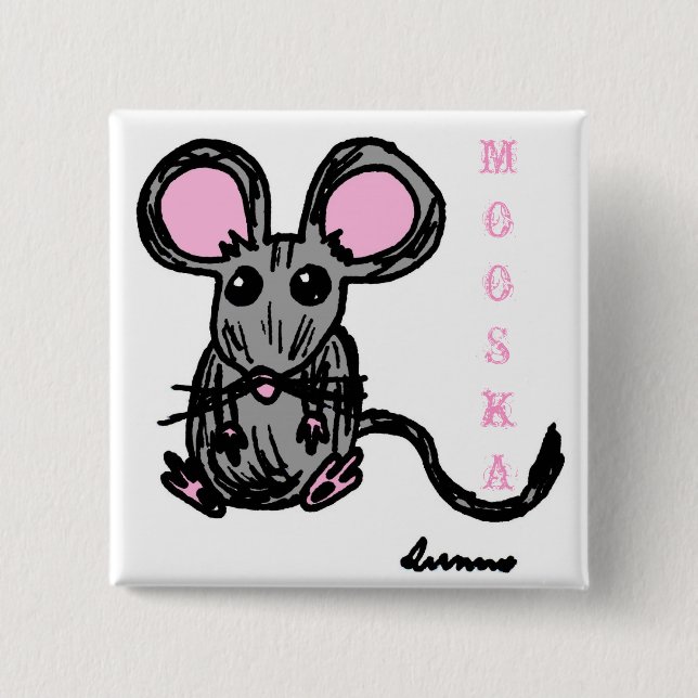 Cute Mooska Mouse Button (Front)