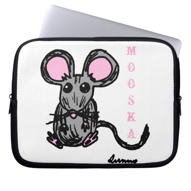 Cute Mooska Mouse Laptop Sleeve (Front)