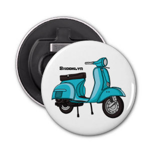 Cute moped motorcycle cartoon illustration bottle opener