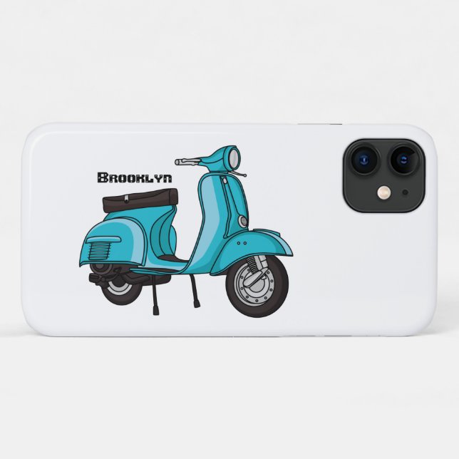Cute moped motorcycle cartoon illustration Case-Mate iPhone case (Back (Horizontal))