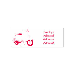 Cute moped motorcycle cartoon illustration self-inking stamp