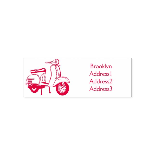 Cute moped motorcycle cartoon illustration self-inking stamp (Design)