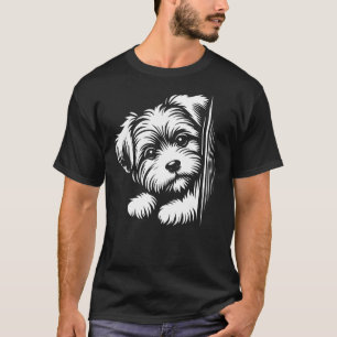 Cute Morkie Peeking Dog Graphic Design T-Shirt