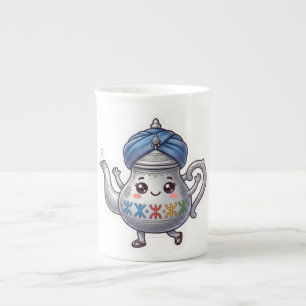 Cute Moroccan Berber Teapot Kawaii Sticker with Tu Bone China Mug