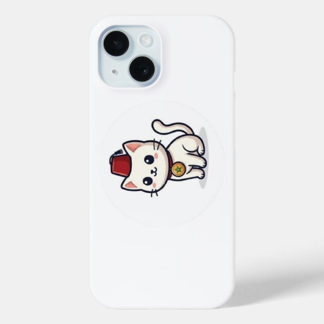 Cute Moroccan Kawaii Cat with Fez Sticker Case-Mate iPhone Case (Back)