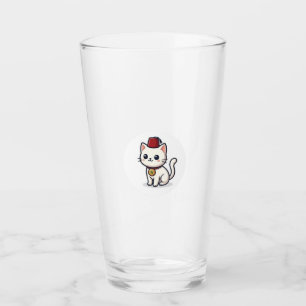 Cute Moroccan Kawaii Cat with Fez Sticker Glass