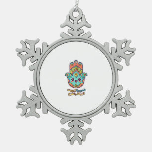 Cute Moroccan Kawaii Hamsa Hamsa Hand Sticker Snowflake Pewter Christmas Ornament