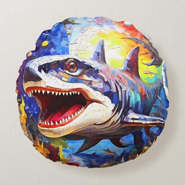 Cute Mosaic Dinosaurs cushion pillow set. (Front)