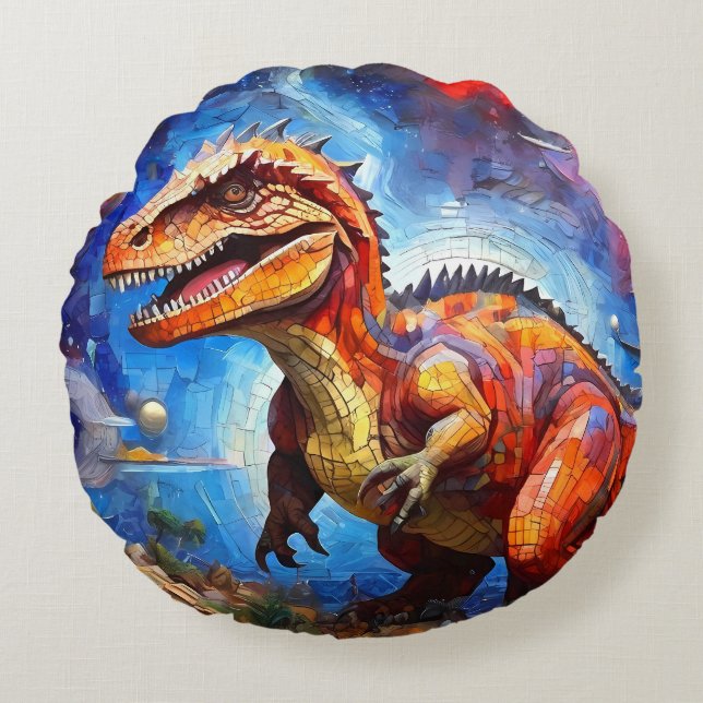 Cute Mosaic Dinosaurs cushion pillows  (Front)
