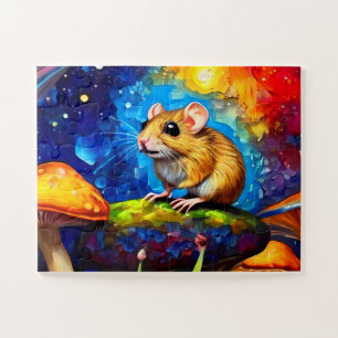 Cute Mosaic Field Mouse Vivid coloured puzzle 