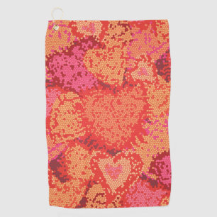 Cute mosaic hearts design golf towel