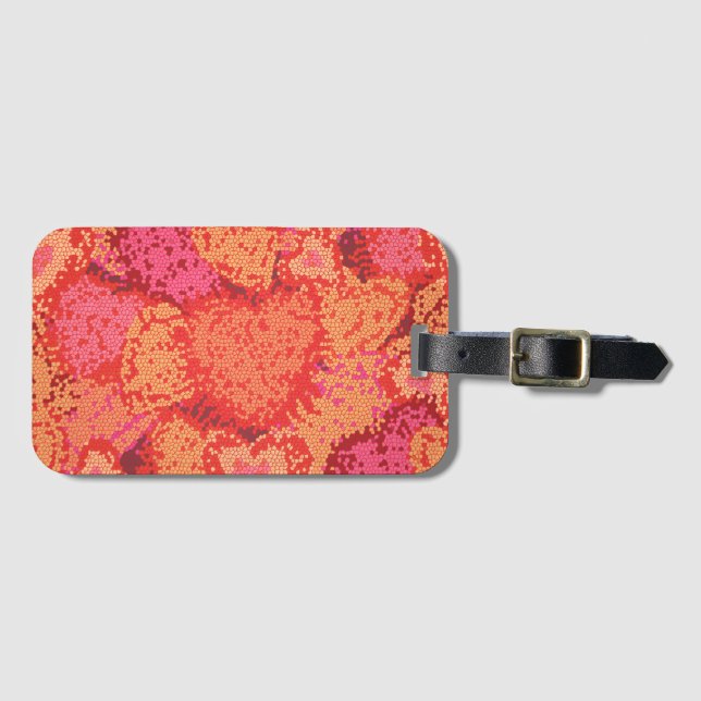 Cute mosaic hearts design luggage tag (Front Horizontal)