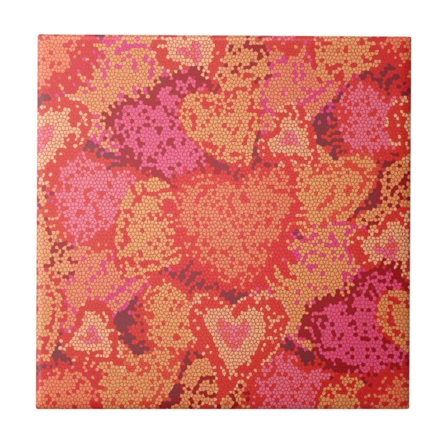 Cute mosaic hearts design tile (Front)