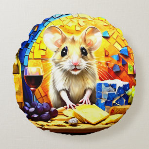 Cute Mosaic Mice  Round Cushion