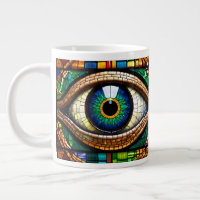 Cute Mosaic Stained Glass Eye design Blue & Greens