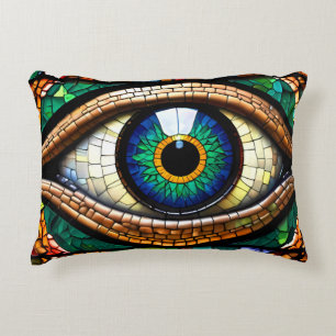 Cute Mosaic Stained Glass Eye design Decorative Cushion