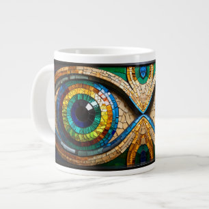 Cute Mosaic Stained Glass Eye design Large Coffee Mug