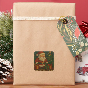 Cute mosaic technique Merry Christmas Santa Square Sticker