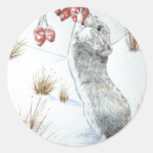 cute mose snow scene seasonal wildlife picture classic round sticker