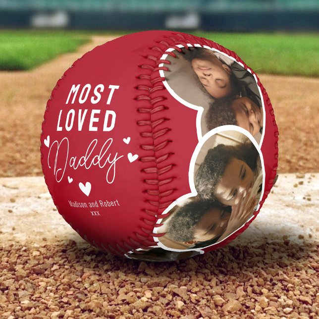 Cute Most Loved Daddy Fathers Day Photo Baseball (Creator Uploaded)