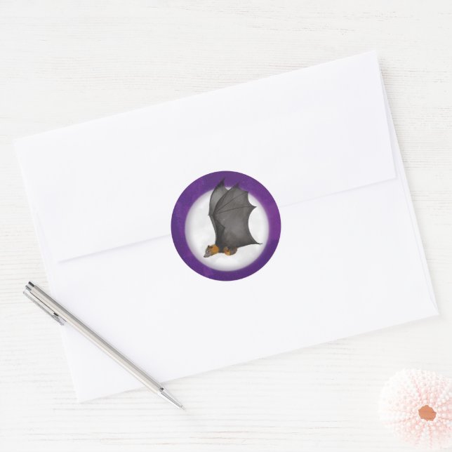Cute mother and baby bat round stickers (Envelope)