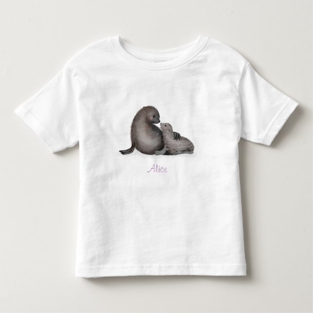 Cute mother and baby fur seal baby T-shirt (Front)