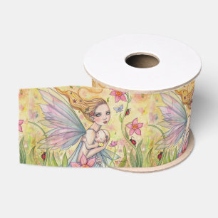 Cute Mother and Baby Girl Fairy Fantasy Art Grosgrain Ribbon