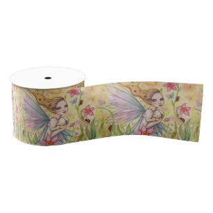 Cute Mother and Baby Girl Fairy Fantasy Art Grosgrain Ribbon