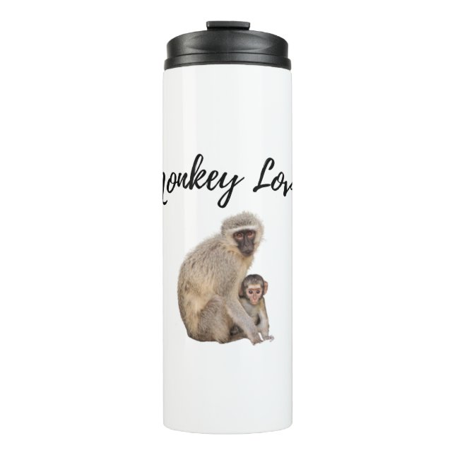 Cute Mother and Baby Monkeys Thermal Tumbler (Front)